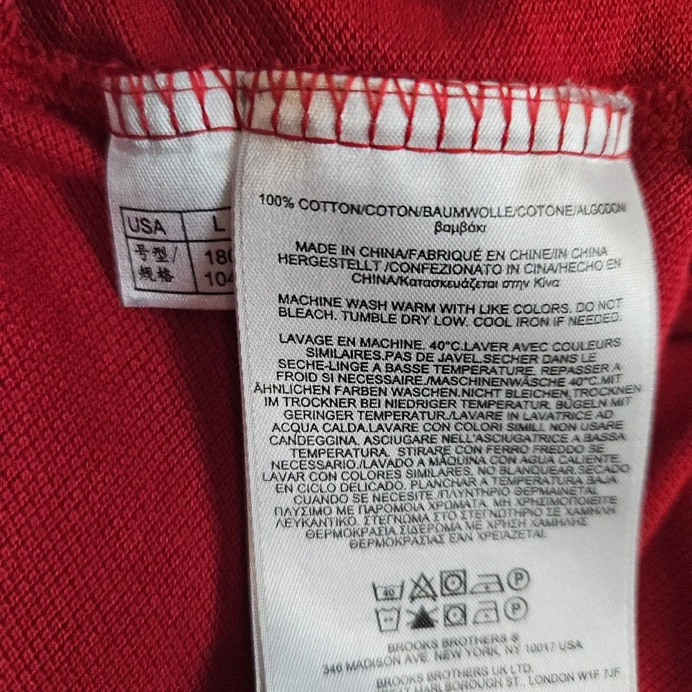Brooks Brothers Men's‎ Red Knit Polo Shirt Size L Slim Fit 100% Cotton STAINS